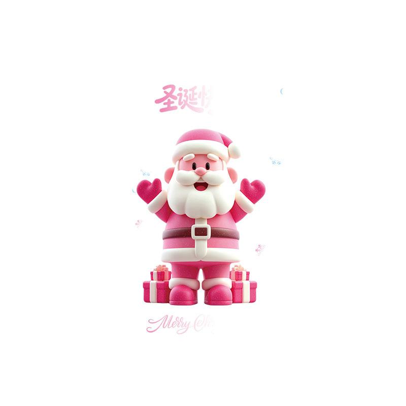 Christmas Pink Elderly Shopping Mall Window Glass Doors Atmosphere Decoration Window Static Stickers