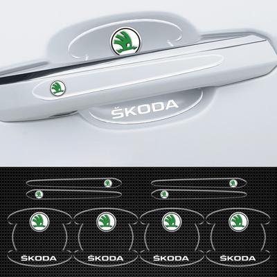 HLLQ9 8ks Nálepky proti poškrábání na misky klik dveří auta Ochranné fólie Pro Octavia 2 Superb Kodiaq Rapid Karoq Fabia Kamiq Enyaq