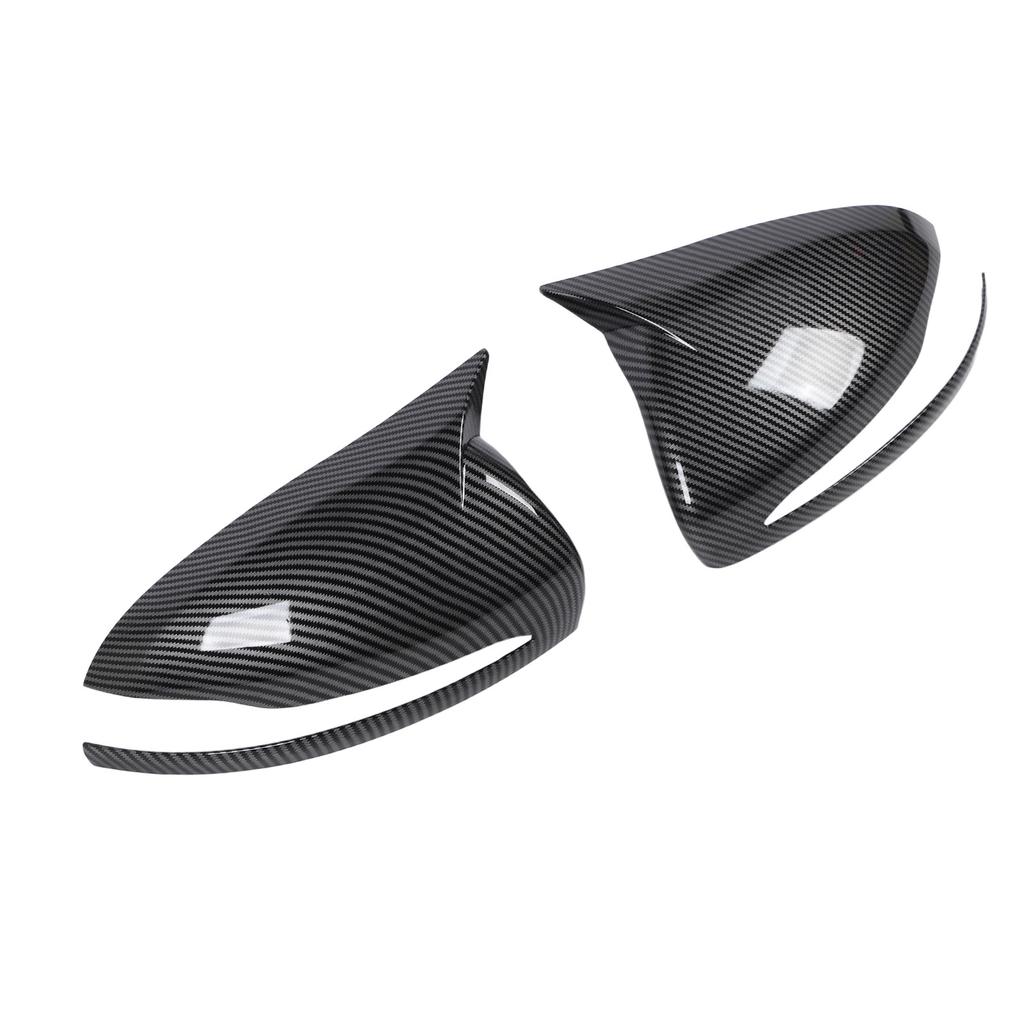 1 Pair Carbon Fiber Style Side Mirror Cover Left Right Ox Horn Style Rearview Mirror Cap