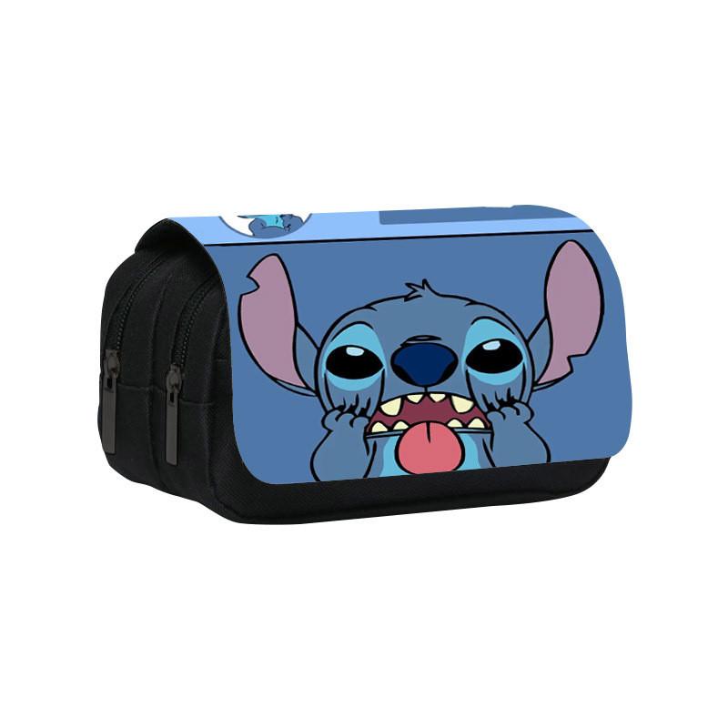 Stitch Double Layer Pencil Case For Students With Polyester Material And Storage Space