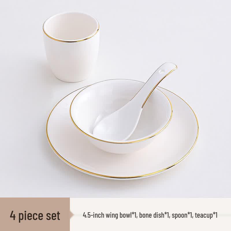 XiuZhi Gold Rim Ceramic Tableware Set
