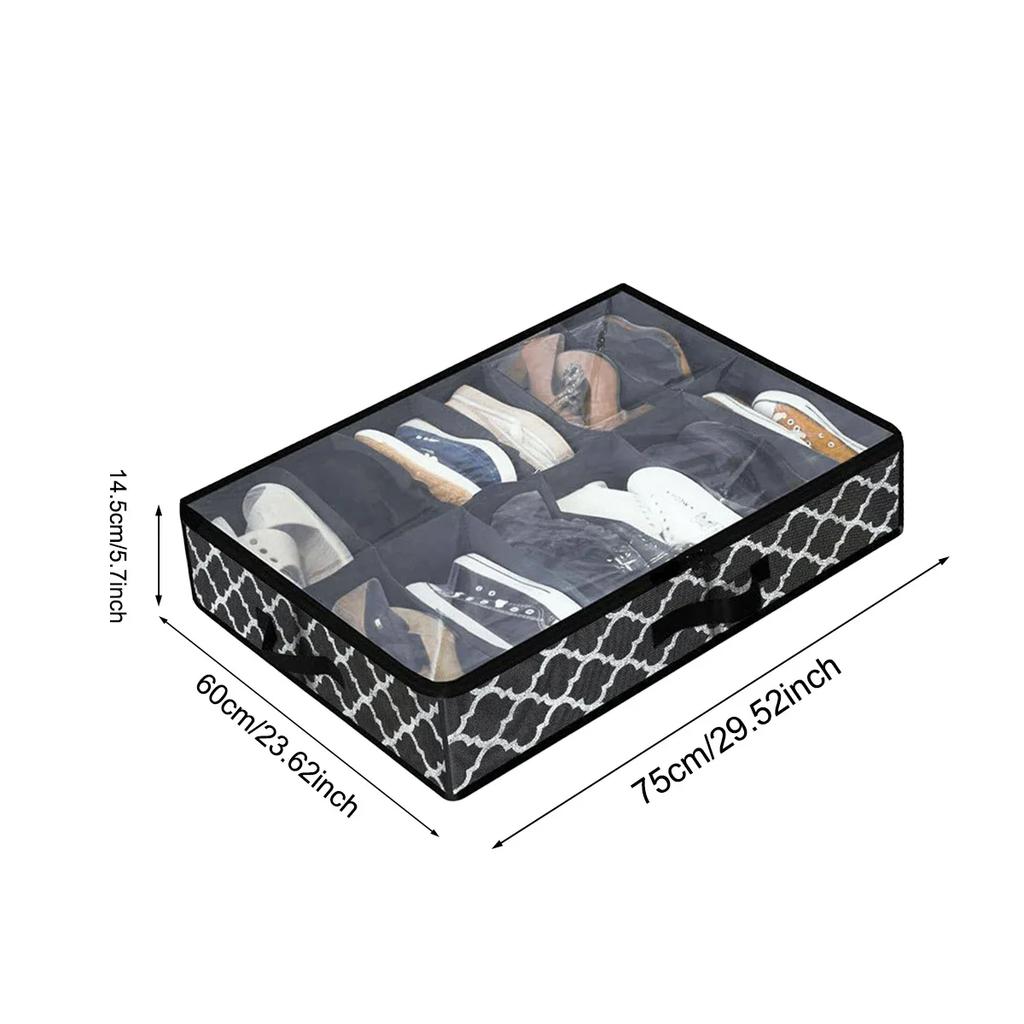 1pc- Non-woven Bed Bottom Storage Box Foldable Shoes Dust Storage Box with Cover Visual Finishing Storage Box