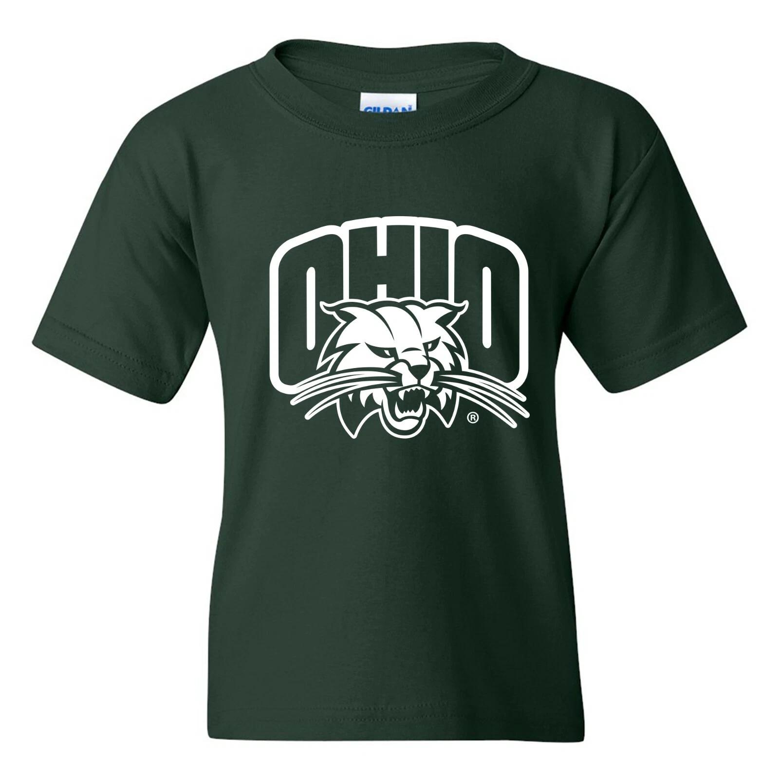 Ohio University Bobcats Arch Logo Licensed Unisex Youth T-Shirt - Forest 2XL