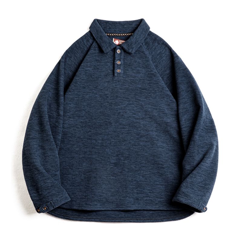 

Madden Parka American Style Casual Half Cardigan Polar Fleece Arabesquitic Fabric Sweatshirt Loose Raglan Sleeve Pullover Tops Men s Autumn Dark Blue L