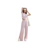 Anta Training Series Solid Color Mid-Rise Drawstring Breathable Versatile Wide-Leg Sports Pants Women Pants Soft-Pink 962527303-2