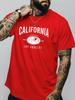 Vintage City Unisexs Crew Neck Cotton T Shirt California Los Angeles Mountain Retro Print Short Sleeve Casual Street Fashion Top