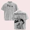 Enjin Print T-shirt GACHIAKUTA Anime Clothing Men Women Short Sleeve Cotton Tshirts Retro Washed Tee Harajuku Oversized T Shirt