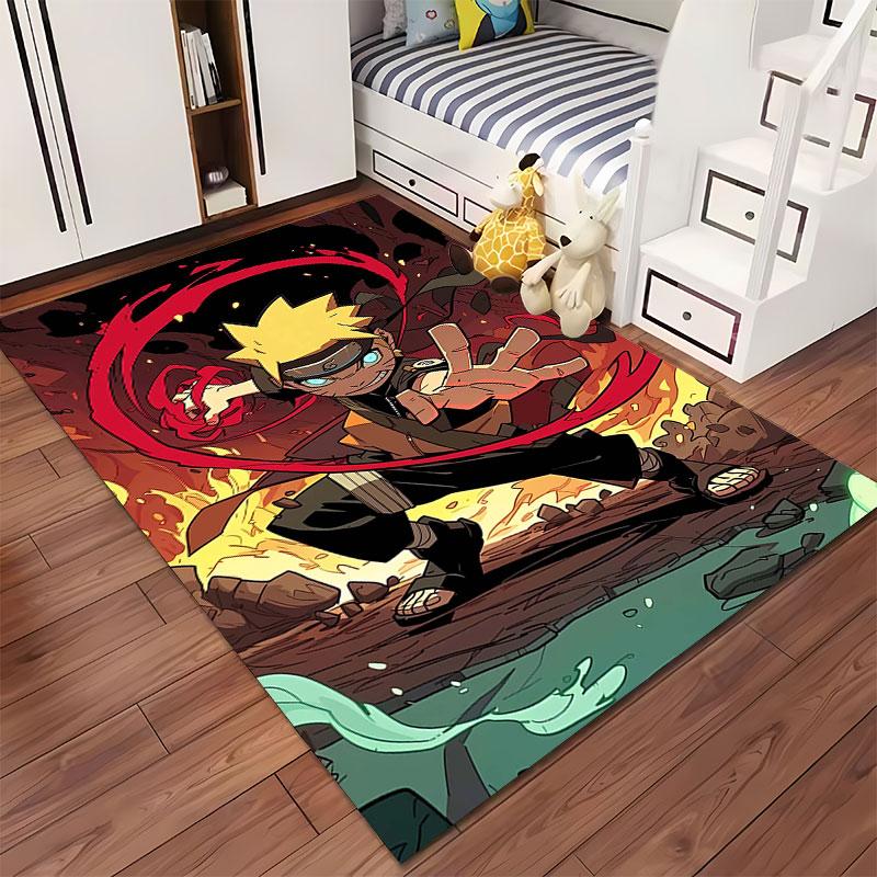 Anime Ninja with Fiery Aura Suitable As a Non-slip Mat for the Living Room or Bedroom Sofa