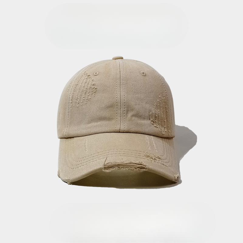 Retro Old Ripped Black Baseball Hat Men and Women Spring and Summer Trend Street Personality Soft Top Baseball Cap Versatile