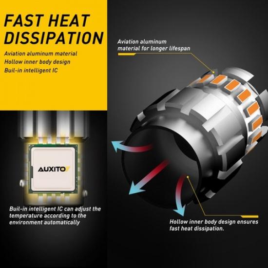 4X Yellow Amber 1157 LED Signal Turn Parking Blinker Light Bulb Anti-Hyper Flash