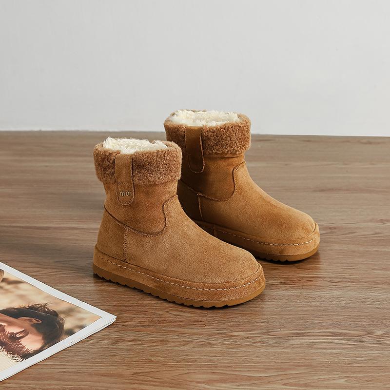 Wool Snow Boots Women's 2025 Winter New Retro Thick-soled Birkenstock Short Boots Piled Warm Northeast Wool Cotton Shoes