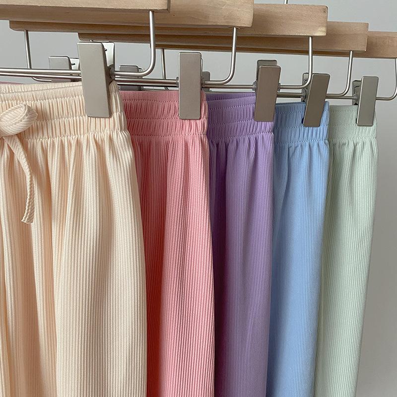 Girls' Ice Silk Wide Leg Pants Summer Korean Children's Loose Pants Baby Elastic Casual Pants