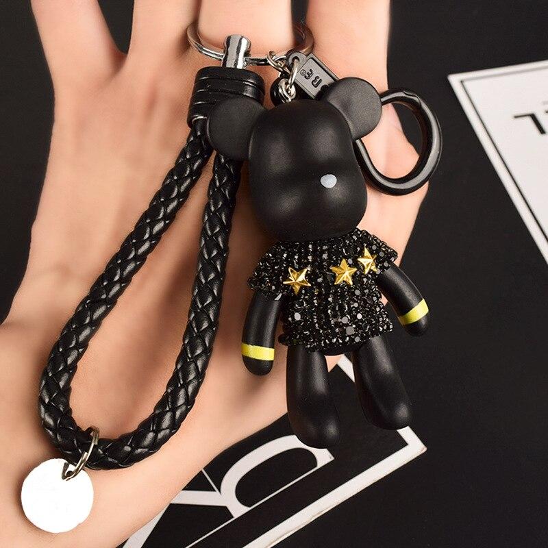 1pcs Doll Silver-plated Key Ring For Men And Women Stylish Bear With Diamonds Can Also Be Used With Bags чёрный