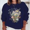 New Flower Hoodies Women Floral Oil Painting Y2K Sudaderas Long Sleeve Round Neck Vintage Boho Wild Flower Woman Sweatshirts
