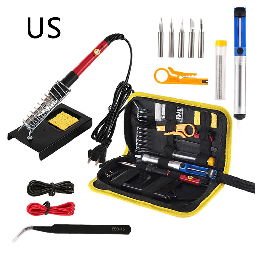 Soldering Iron Kit 60W Ceramic Heater 14 in1 Soldering Tool 200 to 450°C AdjustableTin Welding Machine with Tips Solder Wire
