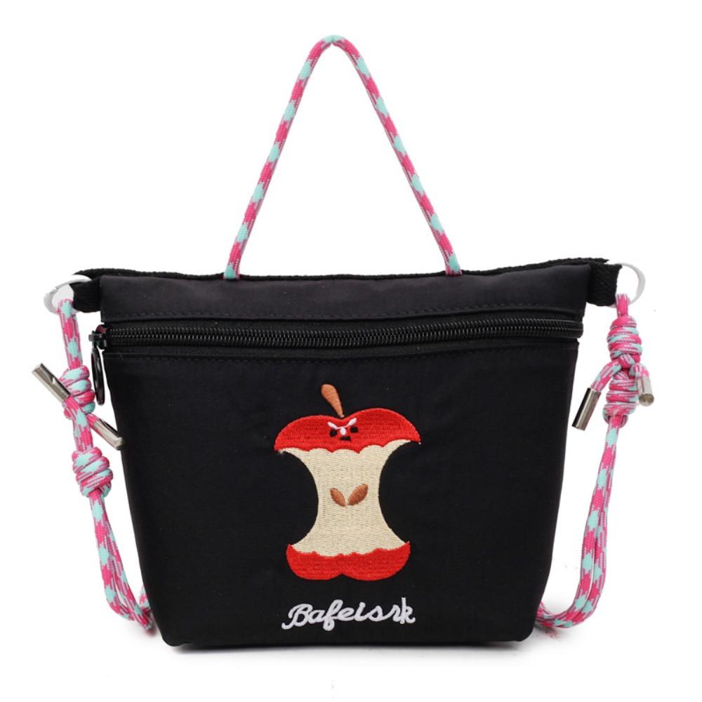 

Embroidered Nylon Shopping Bag Japanese Style Phone Crossbody Bag Embroidery Shoulder Bag Student чорний