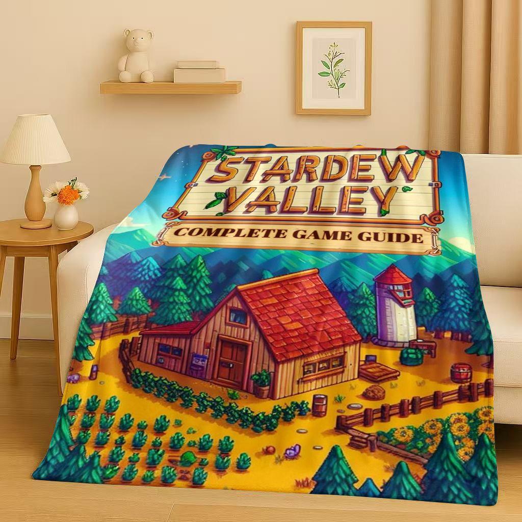 3D Retro Stardew Valley Farm Map Pixel Game Flannel Blanket,Ultra Soft Warm Plush Throw for Home Bedroom Bed Sofa Cover Kid Gift
