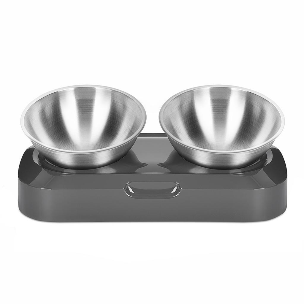 Adjustable Stainless Steel Cat Feeding Bowl Tilted Design Elevated Pet Food Dish Single Bowl Double Bowl Suitable for Cats and Small Pets