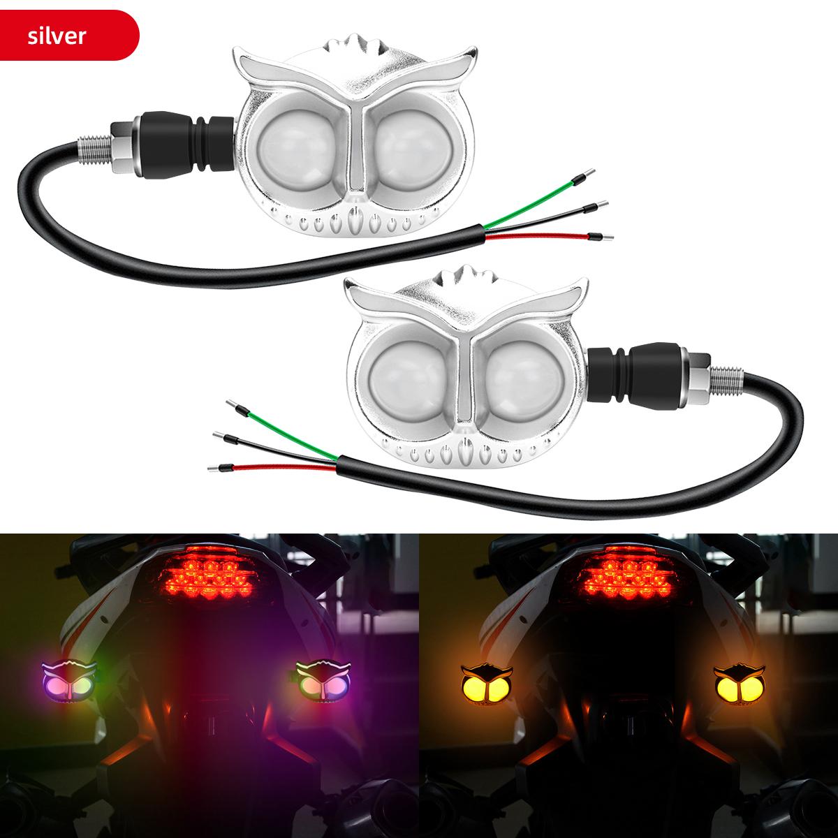 

2pcs Owl Motorcycle Led Turn Signal Light RGB Dynamic Flashing Running Lights Moto Flasher Indicators DRL Motorcycle Accessories