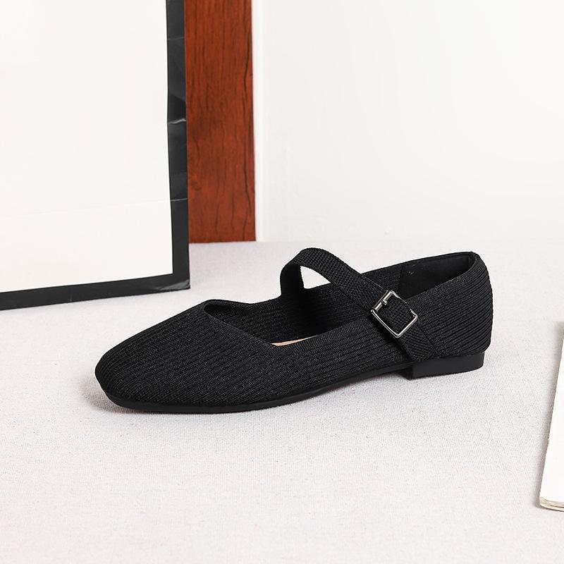 

Женские квадратные туфли Мэри Джейн на плоской подошве Повседневные балетки Обувь для ходьбы с регулируемым ремешком Накидные удобные рабочие туфли Мягкие элегантные туфли для женщин 35 чёрный