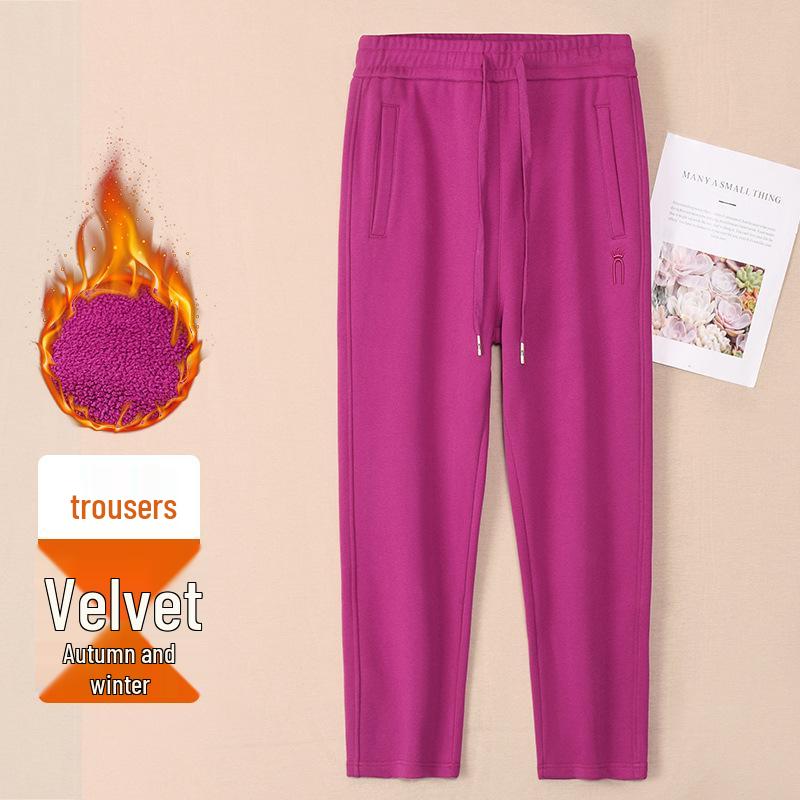 Women's Fleece-Lined Cotton Mom Pants: Warm, Loose Straight-Leg Sweatpants for Autumn & Winter 2025