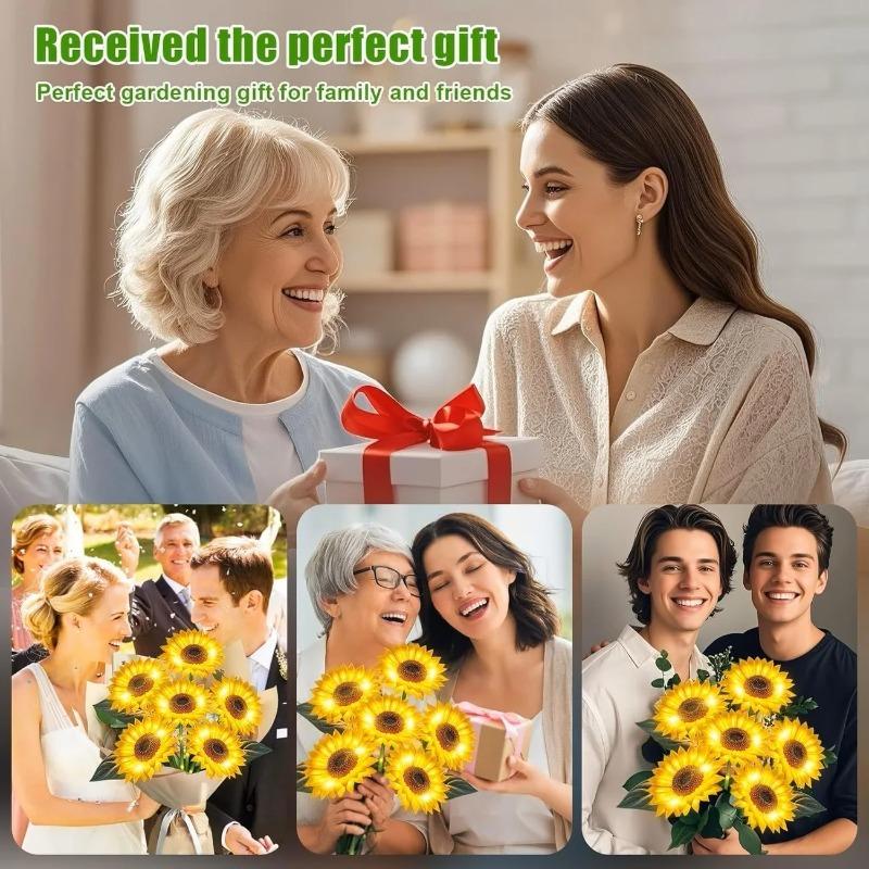 6 Head Solar Powered Sunflower LED Garden Light Luminous Pole Lawn Landscape Night Lamp Outdoor Yard Patio Decorative Lighting