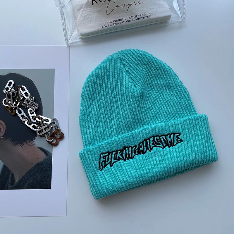 Korean Ins Super Hot Knitted Hat Men Autumn and Winter Retro Embroidery Cold Hat Spring and Autumn Hip Hop Trendy Brand Woolen Hat Women