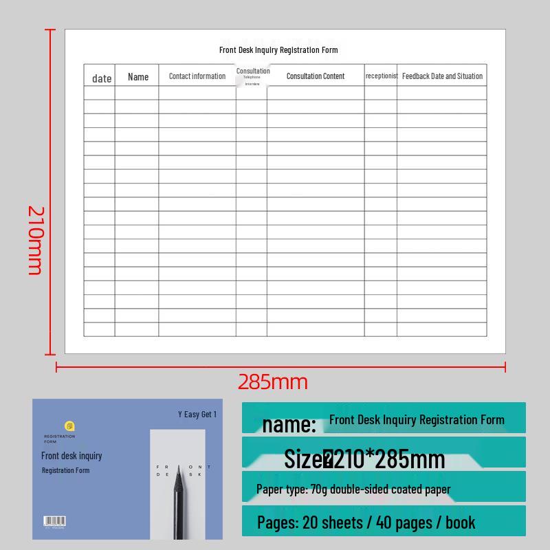 Yifudeshui Paper Desk Registration & Appointment Log Book
