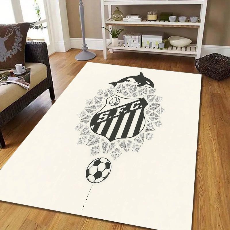 Santos FC Flannel Pattern Square Carpet,Area Rug,Carpet Rug for Living Room Bedroom Sofa Playroom Decor,Non-slip Floor Mat