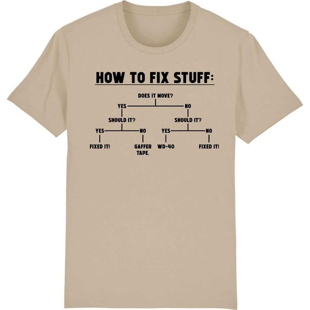 How To Fix Stuff T-shirt Funny Diy Man Diy Engineer Builder Shirt Meme Women's Gif Tee Streetwear Loose Tops