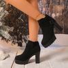 Autumn Winter Round Toe Suede Comfortable High Heels Anti Slip Casual Boots Sexy Elegant Short Boots for Women