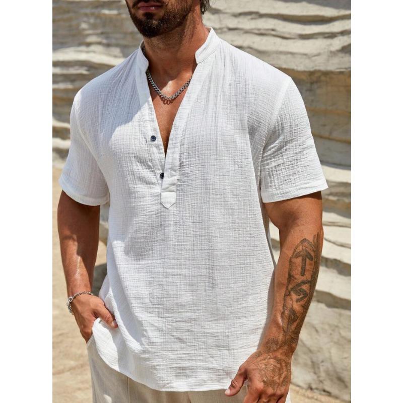 Мужская повседневная футболка кросс-бордер с коротким рукавом, повседневная, для ежедневной носки, черная, абрикосовая, одежда, деловой топ S белый