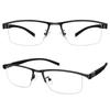 Reading Blue Light Unisex Resin Titanium Prescription [KIHASU] Glasses, Blocking, Half-Rim Style, Lenses, Alloy, Men's & Women's, Black, +3.0