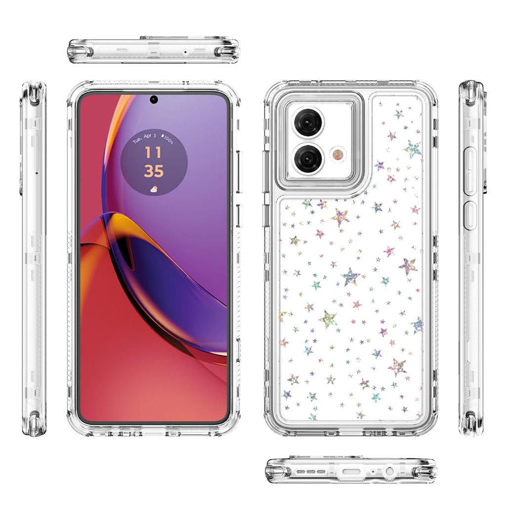For Motorola Moto G84 5G Case Clear Acrylic TPU Hybrid Phone Cover with Laser-printed Film