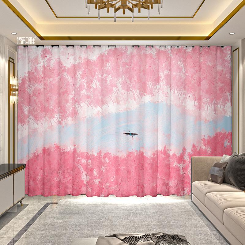 2 panele Kwiat Drzewo Ptak Nadruk Chińska Zasłona do Sypialni Salonu Kuchni Żaluzje Okno Okno od Podłogi do Sufitu cortinas