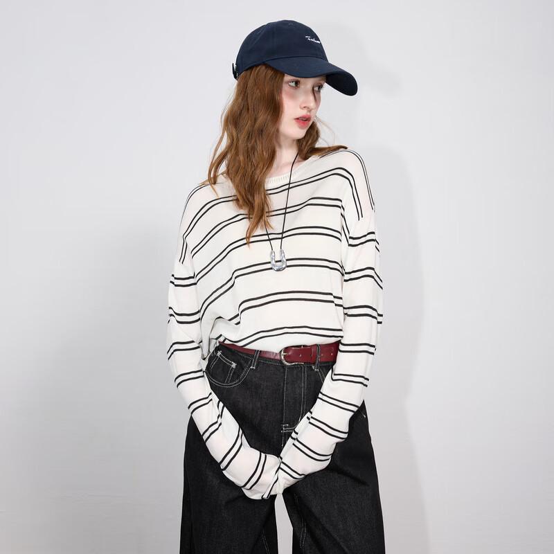 

SanCai 2025 Autumn Striped Loose Knit Sweater M (160/84A)