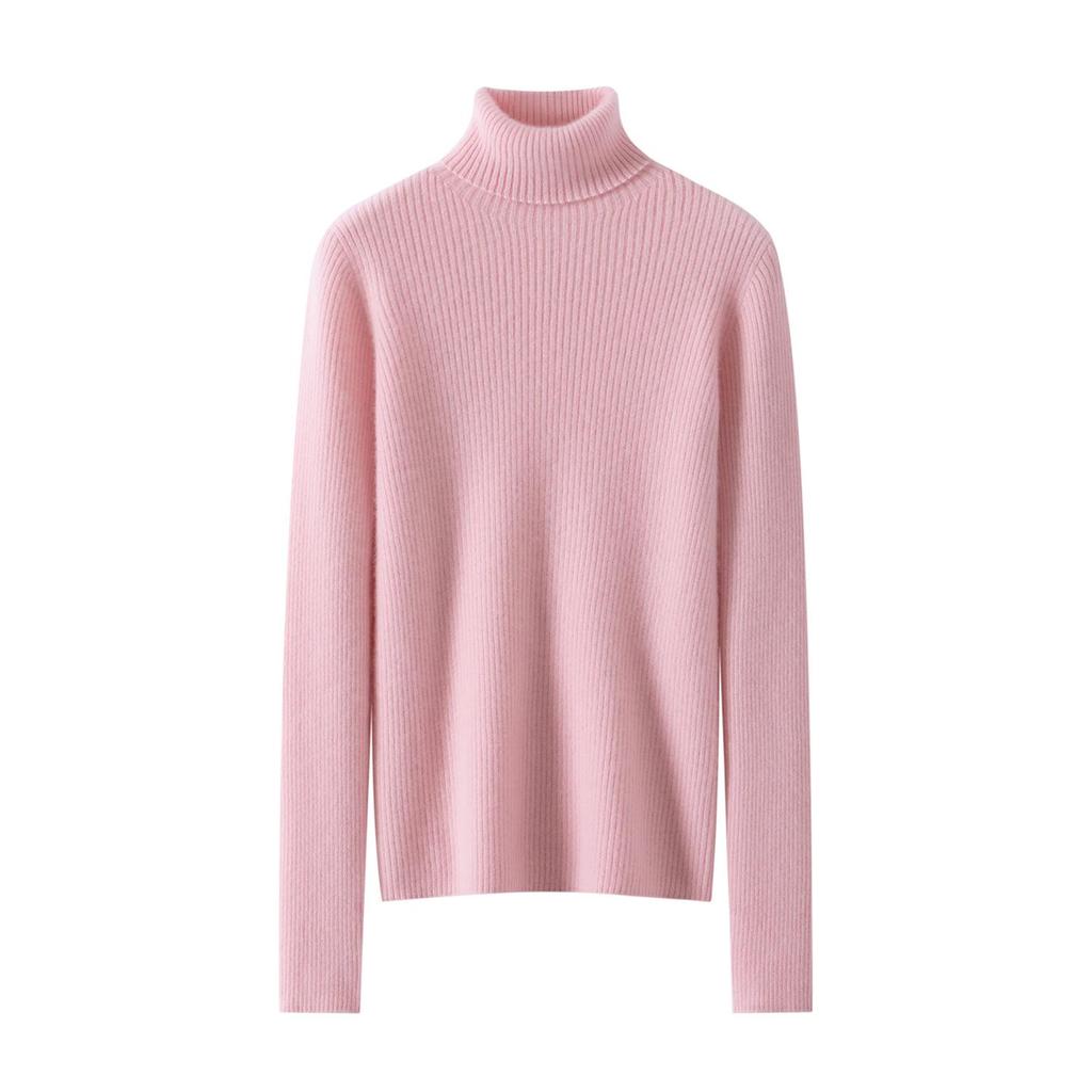 Women's High Neck 100% Pure Cashmere Sweater - Thickened, Slimming, Warm Knit Base Layer