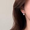 Silver Needle Zirconia Stud Earrings - Korean Style, Fashionable, Light Luxury, High-End Feel with Pearl Design.