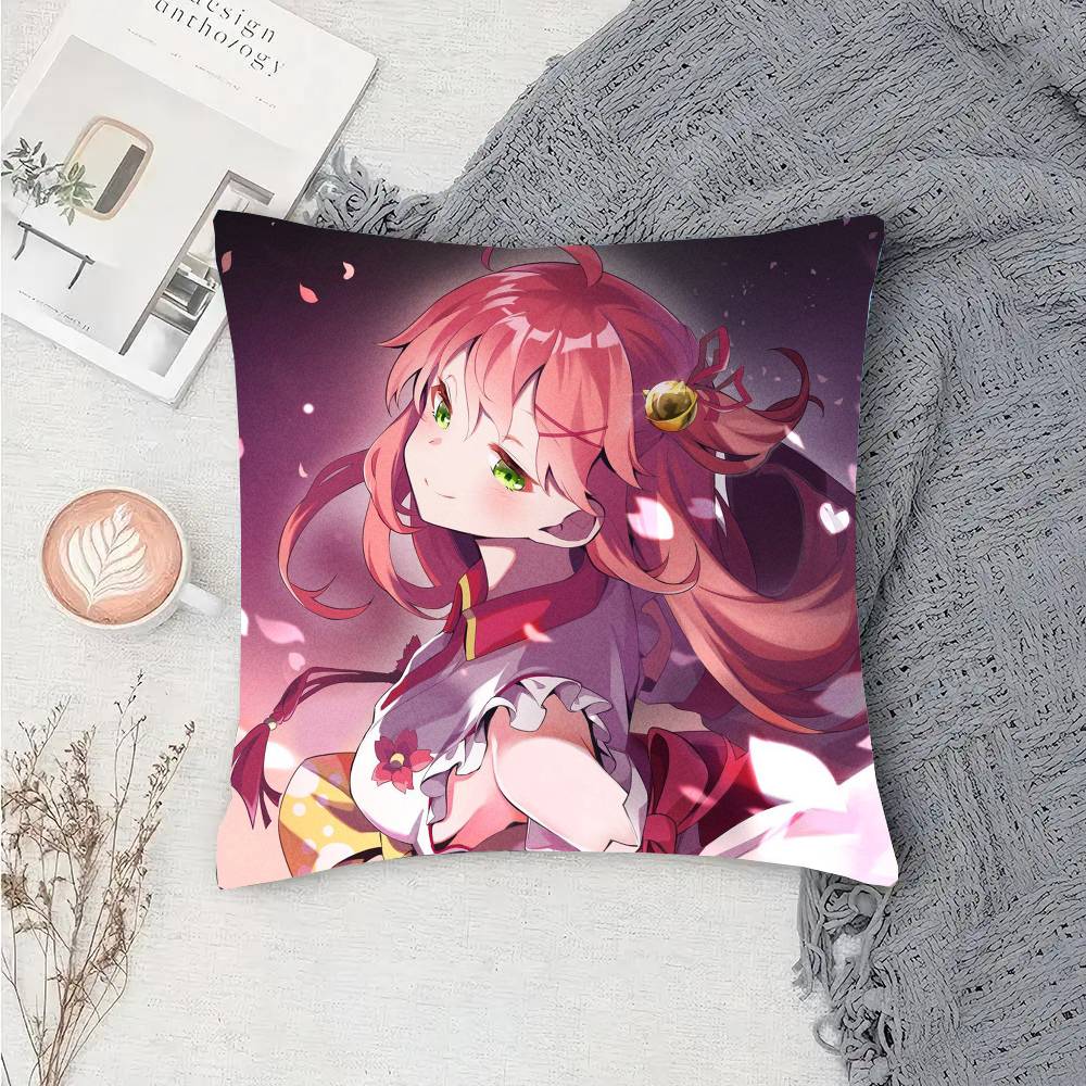 Sakura M-miko Anime Vtuber Pillow Case Fashion Square Pillowcase Bedroom Sofa Room Ins Decoration Leisure