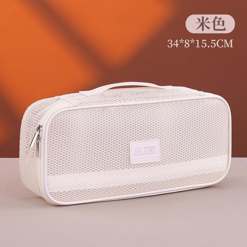 

Portable Waterproof Storage Bag Large Capacity Mesh Carrying Case Solid Color Hair Dryer Bag for Dyson Airwrap Styler білий