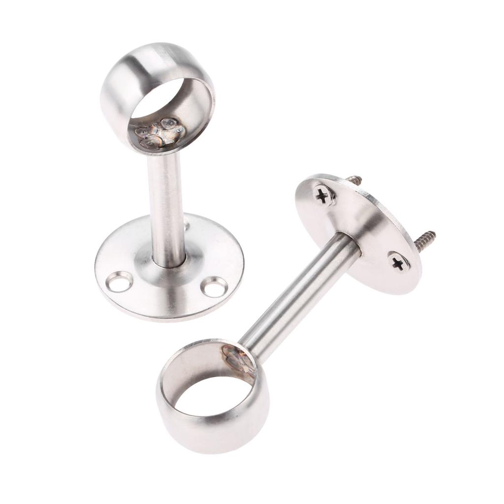 DRELD Stainless Steel Centre Bracket Wardrobe Rail Support Hanging Rail Rod Pole Socket End Support Bracket Holder 19mm 25mm Dia