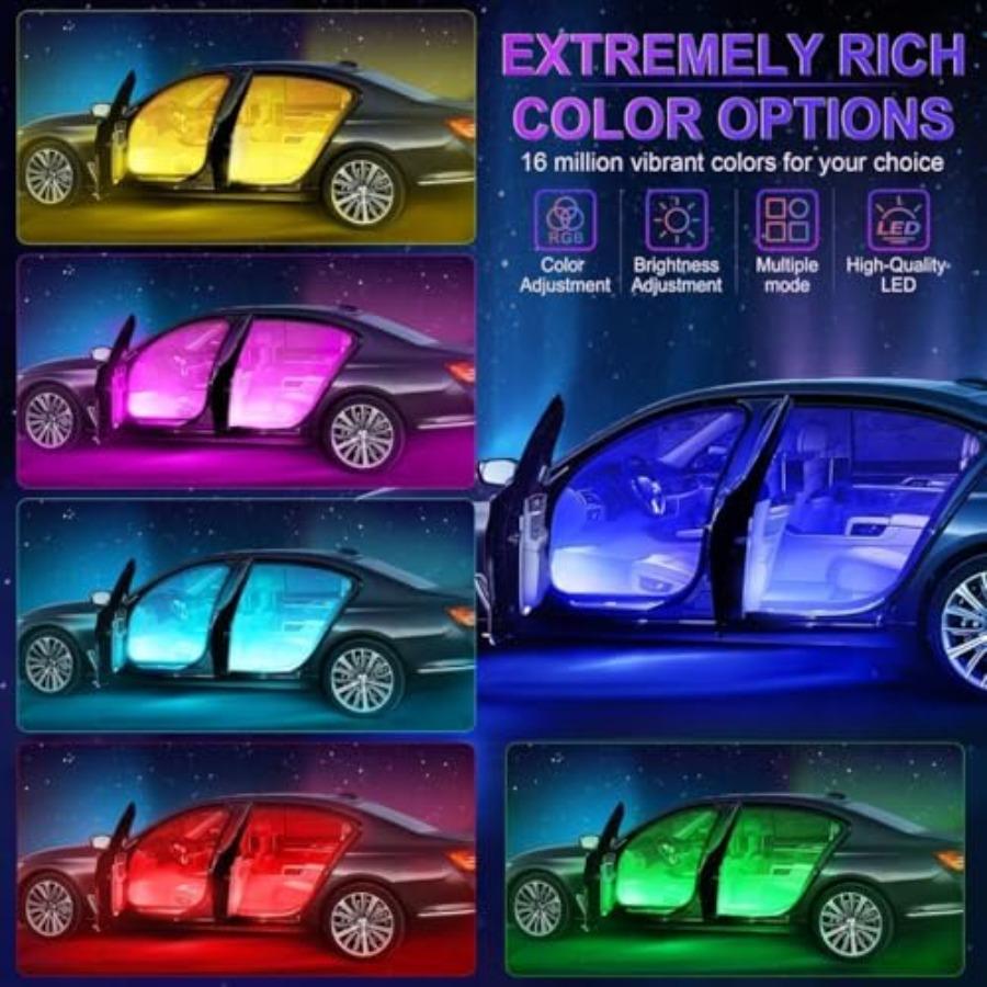 2 Pack Car LED Lights Interior Ambient Lighting Car with Smart APP Control Multicolor Interior LED Lights with Music Mode for T