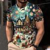 Fashion Men's Crew Neck Short Sleeve 3D Casual Color Printing Casual Short Sleeve Crew Neck T-Shirt