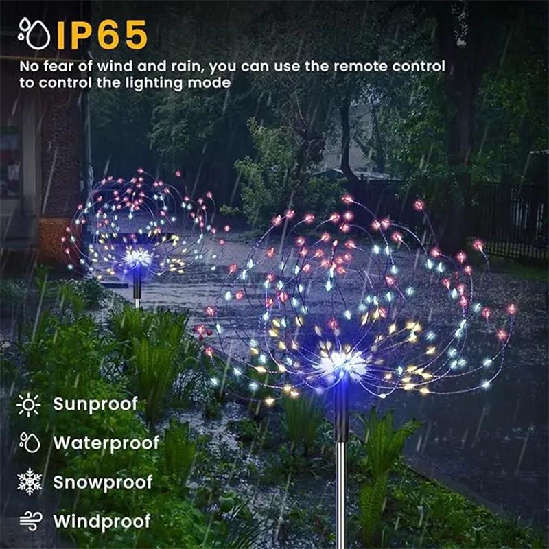 Solarbetriebene LED Feuerwerk Lichterketten,90/150 LEDs,8 Modi Wasserdichte Gartenlampe für Außenbereich Gehweg/Hof/Weihnachtsdekoration