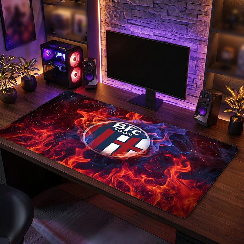 Bologna FC Theme Pattern Mouse Pad, Soccer Logo Design XXL Gaming Desk Mat Non-Slip Computer Mouse Pad