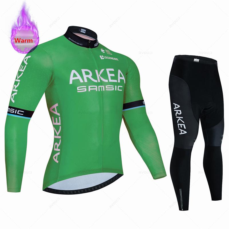 Arkea-Thermal Fleece Cycling Jersey Set, Bicycle Clothing, Outdoor Bike Clothes, MTB Ropa Ciclismo, Bib Pants Set, Winter