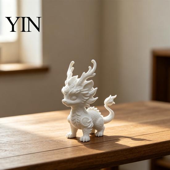 Hand Painted Blank Ornament 3D Printed Qilin Statue, Traditional Chinese Mythical Beast Figurine, Auspicious High Precision Dragon Scale Carving