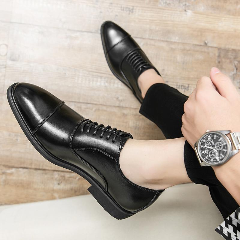 Men s Plus Size Casual Leather Shoes - Korean Style, Trendy Business & Wedding Footwear 47 чёрный