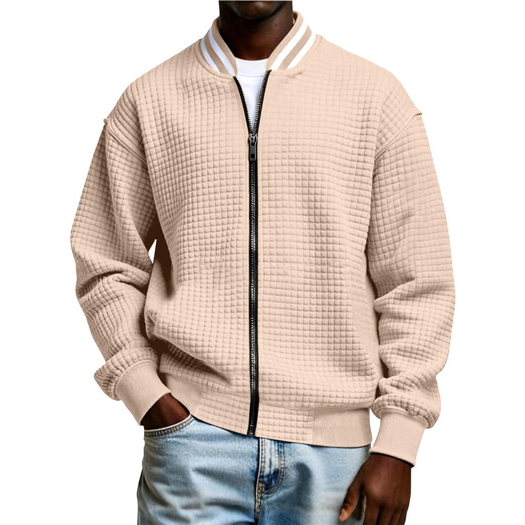 Men's Winter Solid Color Zipper Jacket Men's Casual Fashion Cardigan