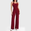 European Backless Wide-Leg Yoga Jumpsuit with Built-in Bra